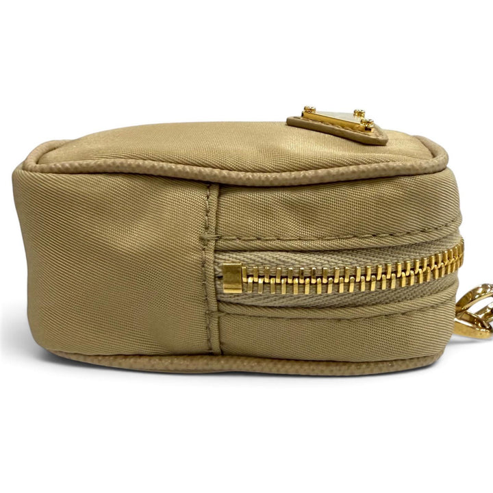 Great PRADA Pouch Mini pouch with wristlet and triangle logo beige Women 1TT200