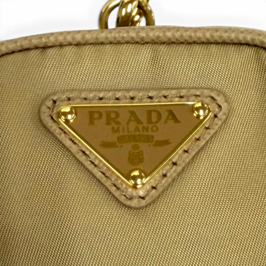 Great PRADA Pouch Mini pouch with wristlet and triangle logo beige Women 1TT200