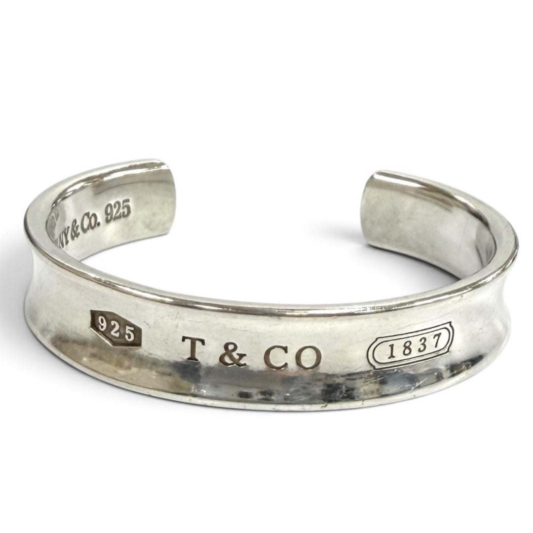Great TIFFANY&Co. bracelet 1837 Cuff Bangle Logo Design Silver 925 Women