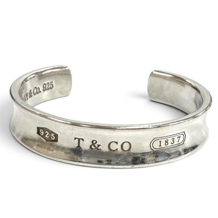 Great TIFFANY&Co. bracelet 1837 Cuff Bangle Logo Design Silver 925 Women