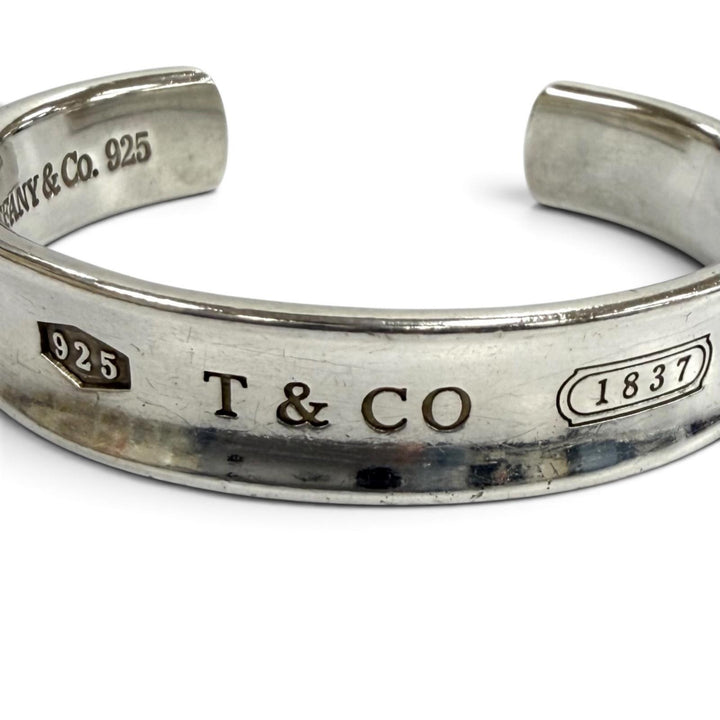 Great TIFFANY&Co. bracelet 1837 Cuff Bangle Logo Design Silver 925 Women