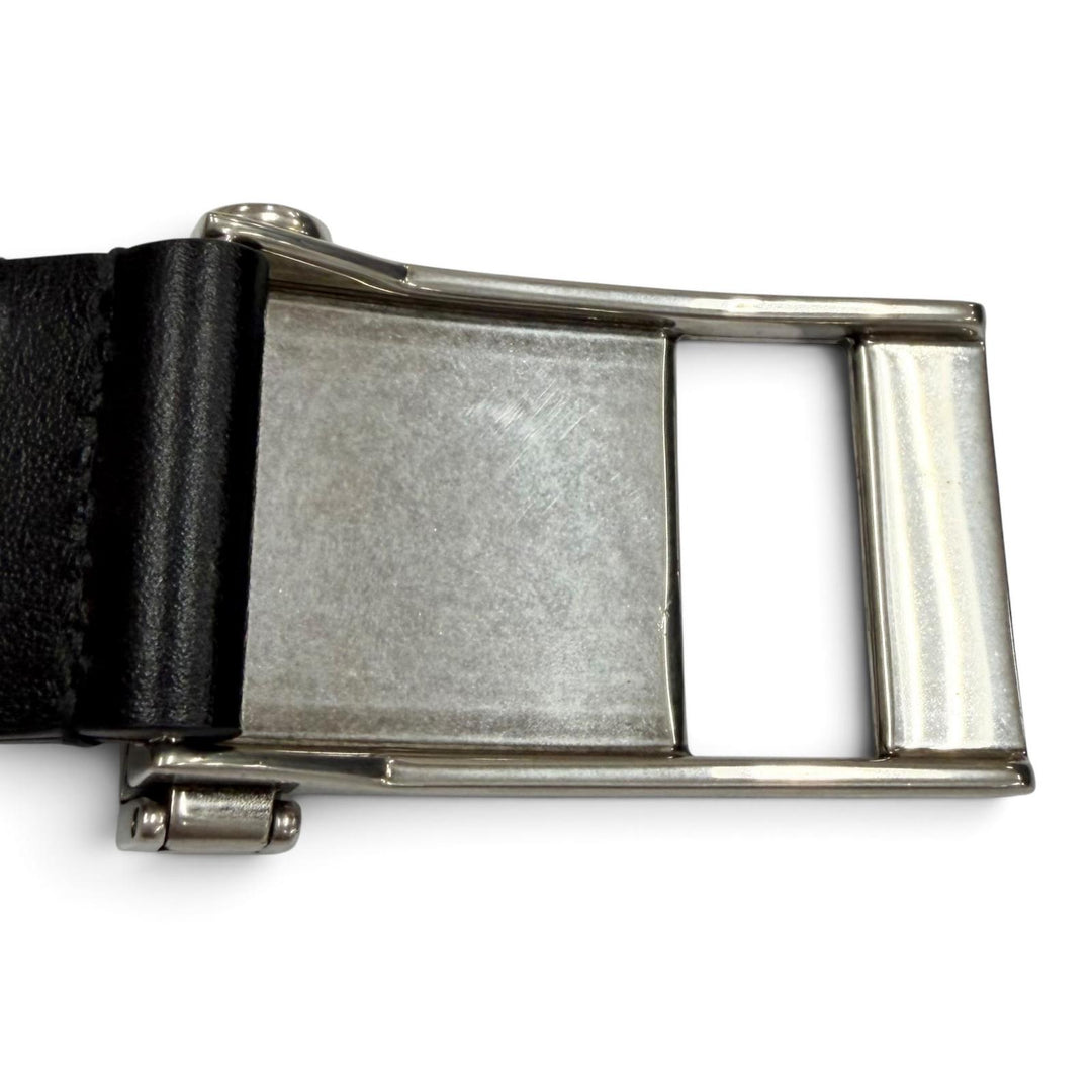 Excellent BALENCIAGA belt Clip logo buckle black leather mens 788012