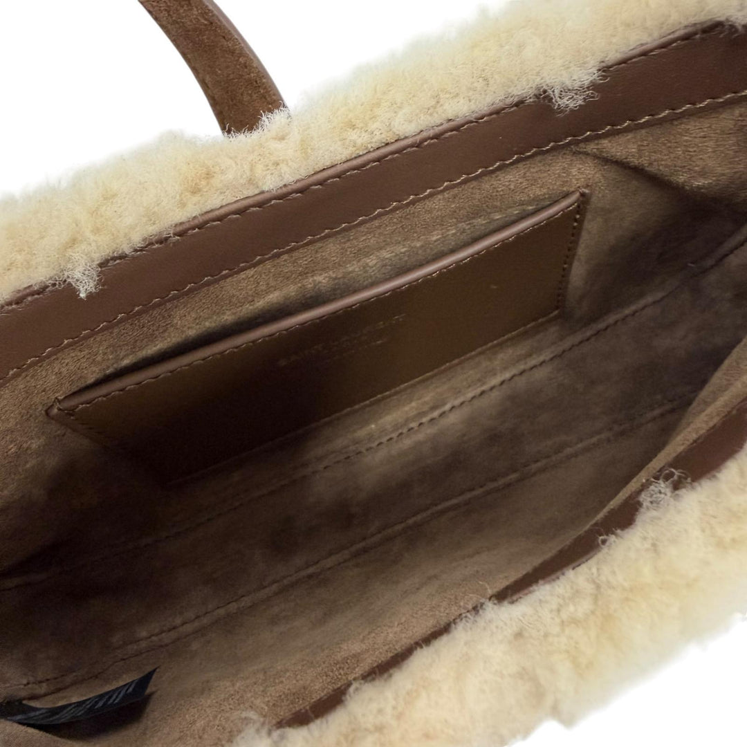 Pristine SAINT LAURENT PARIS LE 5 7 Mini Hobo Boa Handbag beige Mouton 760375