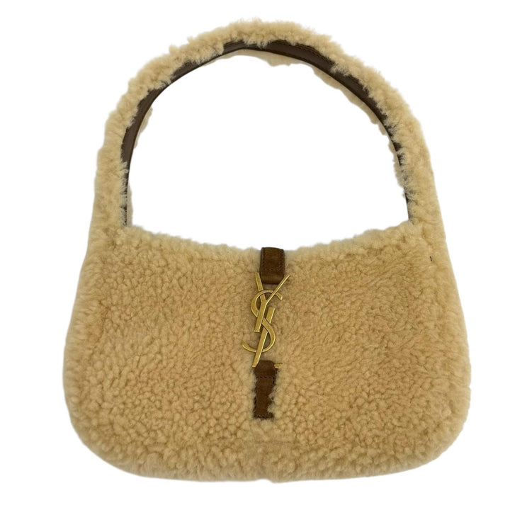 Pristine SAINT LAURENT PARIS Handbag LE 5 7 Mini Hobo Boa beige Mouton 760375