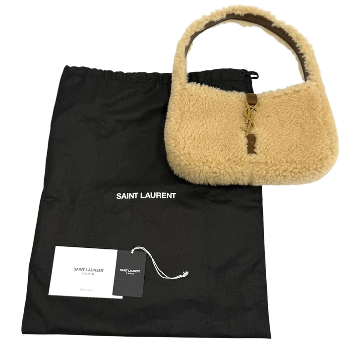 Pristine SAINT LAURENT PARIS Handbag LE 5 7 Mini Hobo Boa beige Mouton 760375