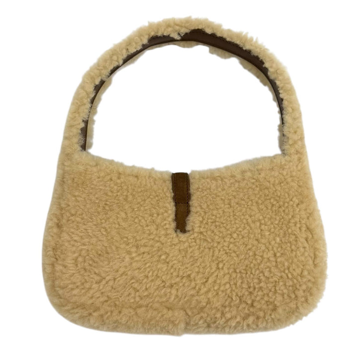 Pristine SAINT LAURENT PARIS Handbag LE 5 7 Mini Hobo Boa beige Mouton 760375