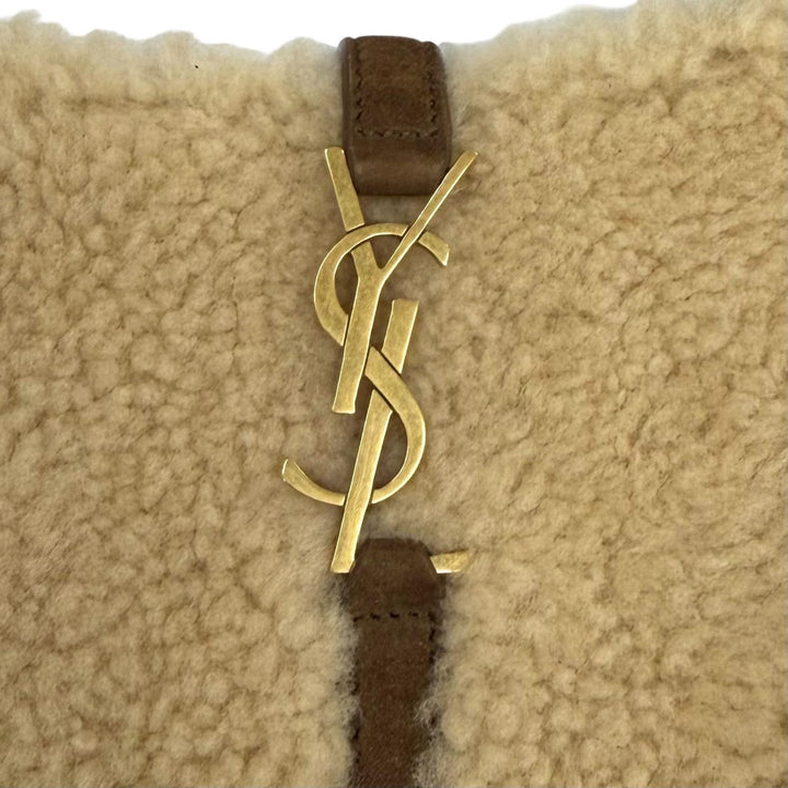 Pristine SAINT LAURENT PARIS Handbag LE 5 7 Mini Hobo Boa beige Mouton 760375
