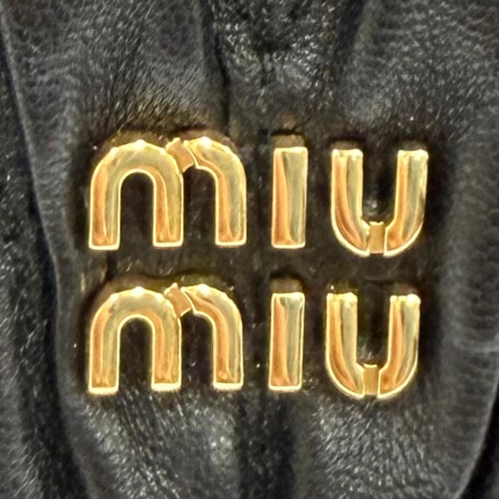Excellent MIUMIU Shoulder Bag Logo Metal Matelassé 2WAY black lambskin 5NE026