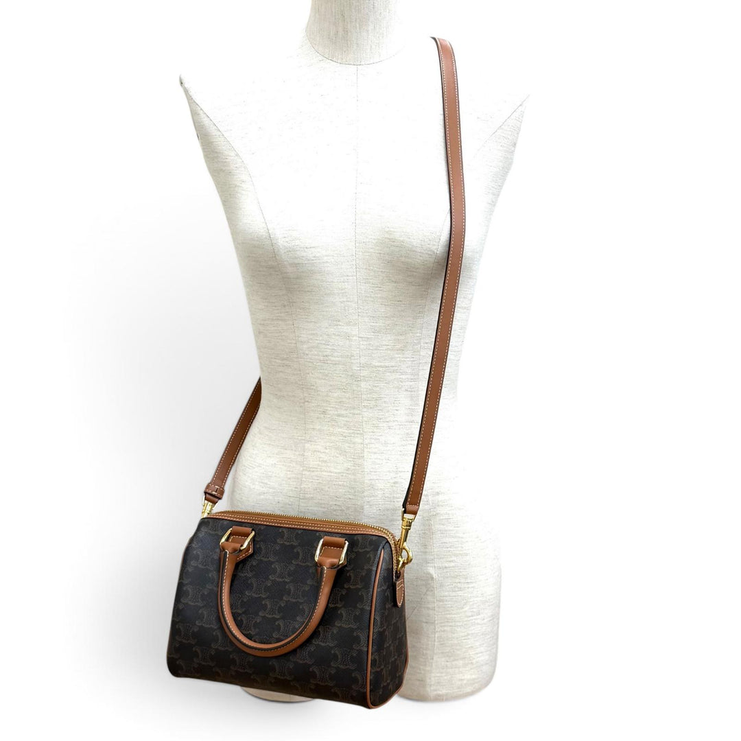 Excellent CELINE Shoulder Bag Small Boston Triomphe 2WAY Leather leather 113772