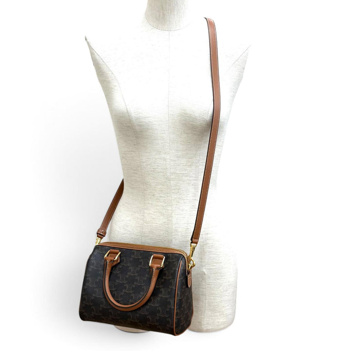 Excellent CELINE Shoulder Bag Small Boston Triomphe 2WAY Leather leather 113772