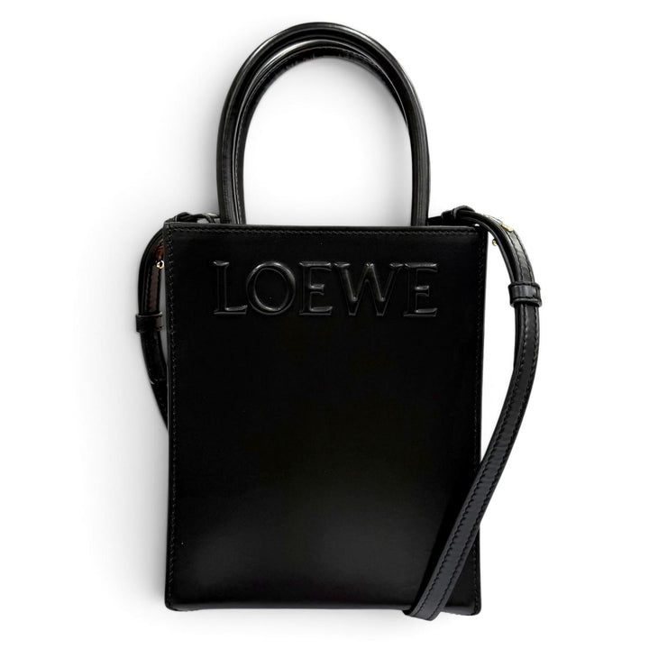Excellent LOEWE Shoulder Bag Standard A5 Tote Leather 2-Way black A933S30X01