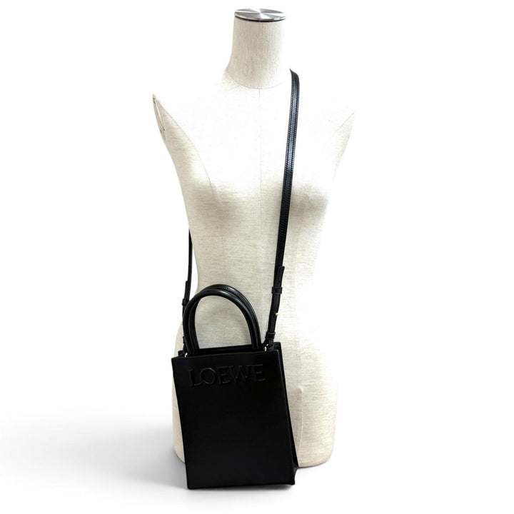 Excellent LOEWE Shoulder Bag Standard A5 Tote Leather 2-Way black A933S30X01