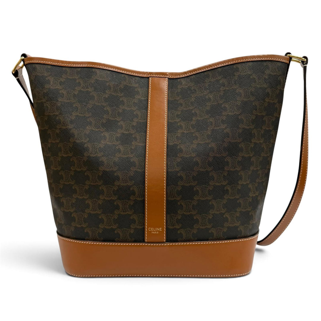 Great CELINE Shoulder Bag Triomphe Medium Bucket Leather leather Women 19113