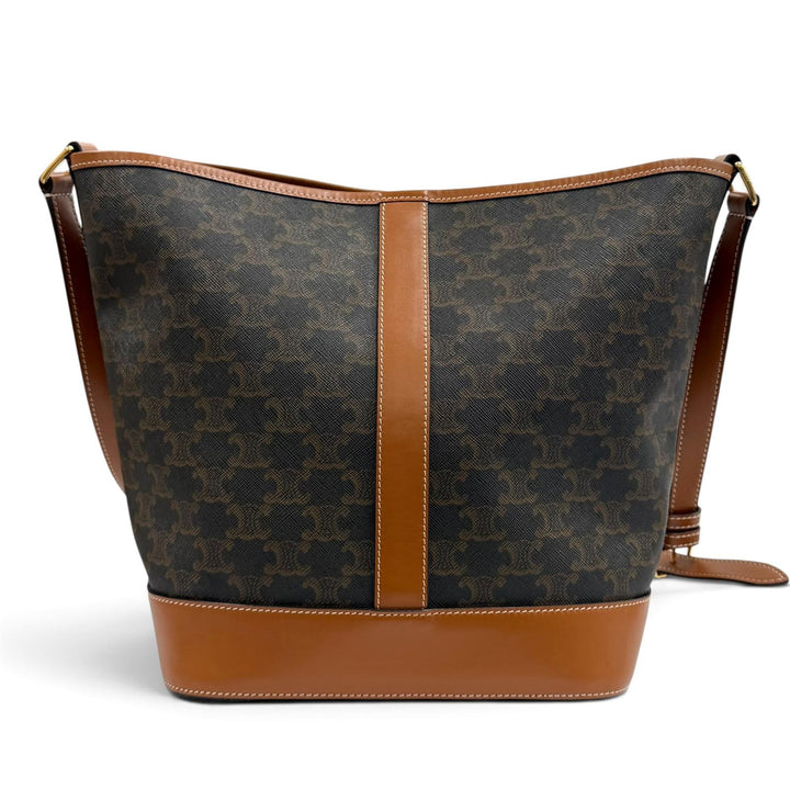 Great CELINE Shoulder Bag Triomphe Medium Bucket Leather leather Women 19113