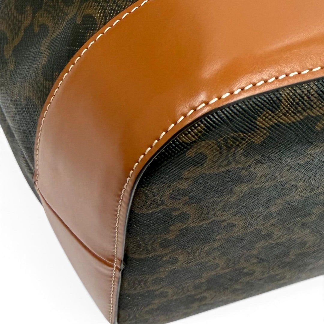 Great CELINE Shoulder Bag Triomphe Medium Bucket Leather leather Women 19113