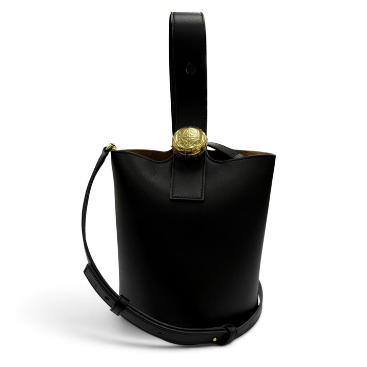 Great LOEWE Handbag Pebble Bucket Bag Mini 2WAYShoulder Bag black leather