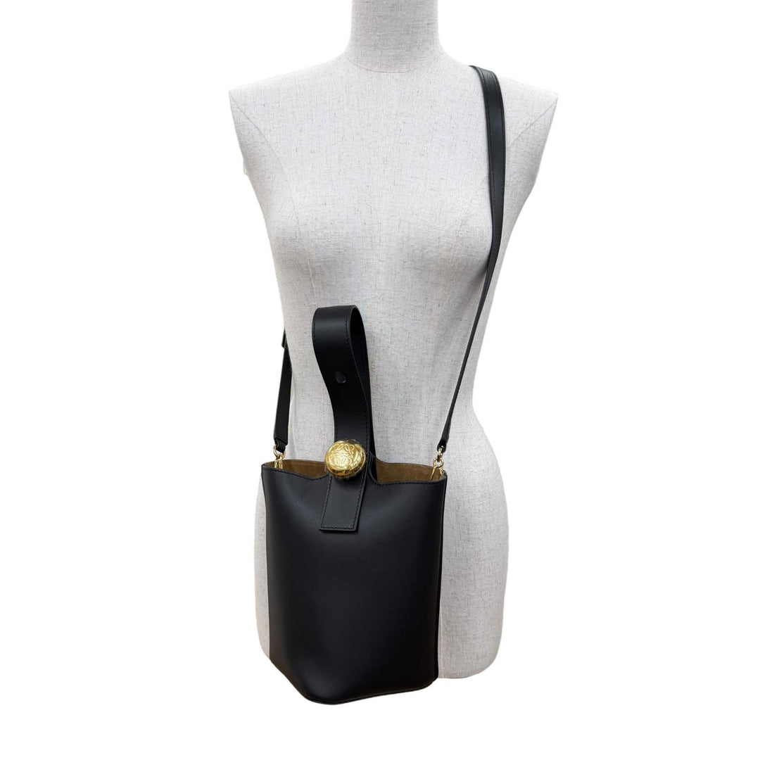 Great LOEWE Handbag Pebble Bucket Bag Mini 2WAYShoulder Bag black leather
