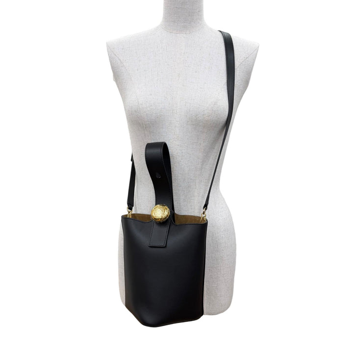 Great LOEWE Handbag Pebble Bucket Bag Mini 2WAYShoulder Bag black leather