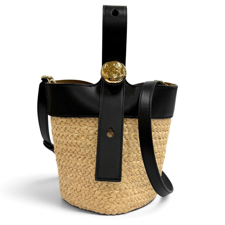 Excellent LOEWE Handbag Pebble Bucket Bag natural Raffia Women AANBBBMX08