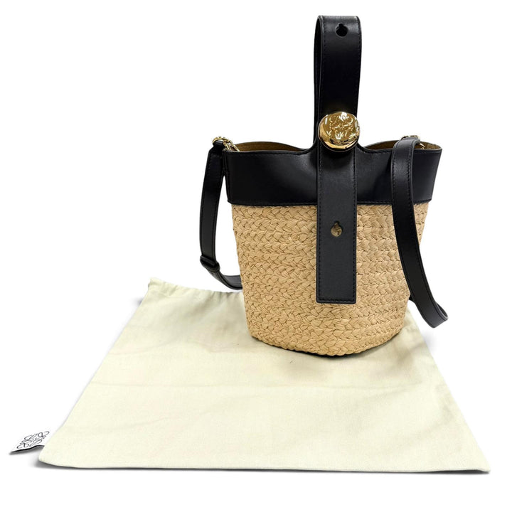 Excellent LOEWE Handbag Pebble Bucket Bag natural Raffia Women AANBBBMX08