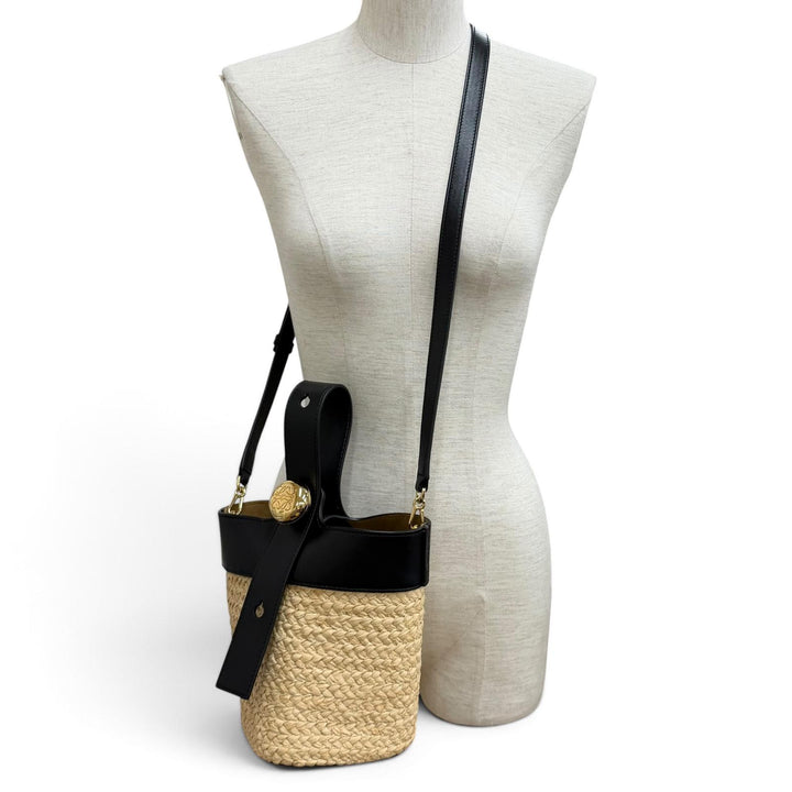 Excellent LOEWE Handbag Pebble Bucket Bag natural Raffia Women AANBBBMX08