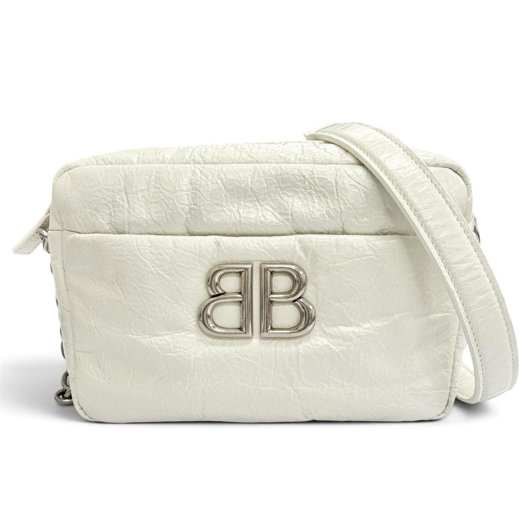 Excellent BALENCIAGA Shoulder Bag MONACO Monaco BBMetal Chain white Arena 806459
