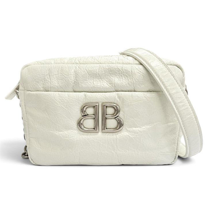 Excellent BALENCIAGA Shoulder Bag MONACO Monaco BBMetal Chain white Arena 806459