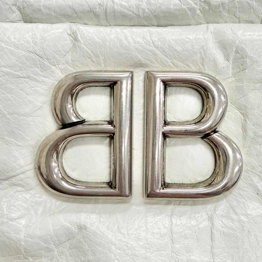 Excellent BALENCIAGA Shoulder Bag MONACO Monaco BBMetal Chain white Arena 806459