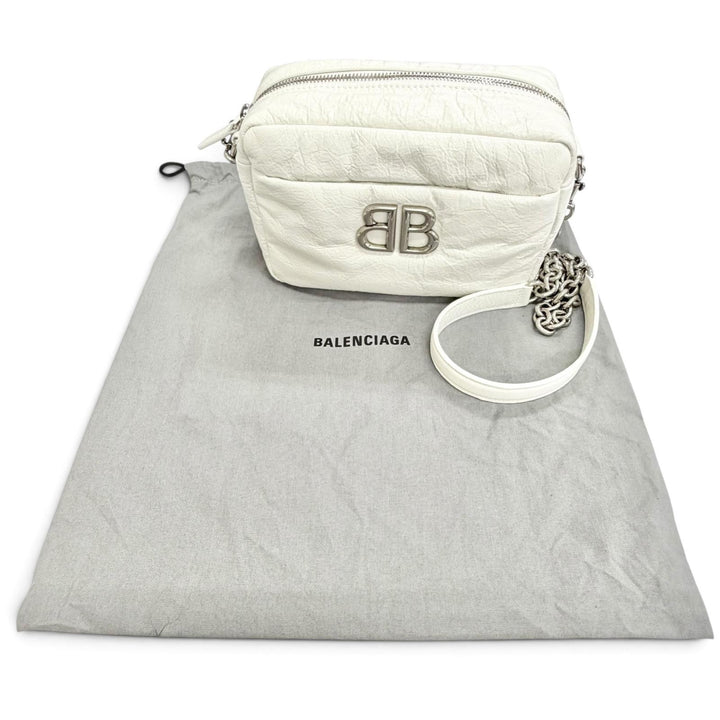 Excellent BALENCIAGA Shoulder Bag MONACO Monaco BBMetal Chain white Arena 806459