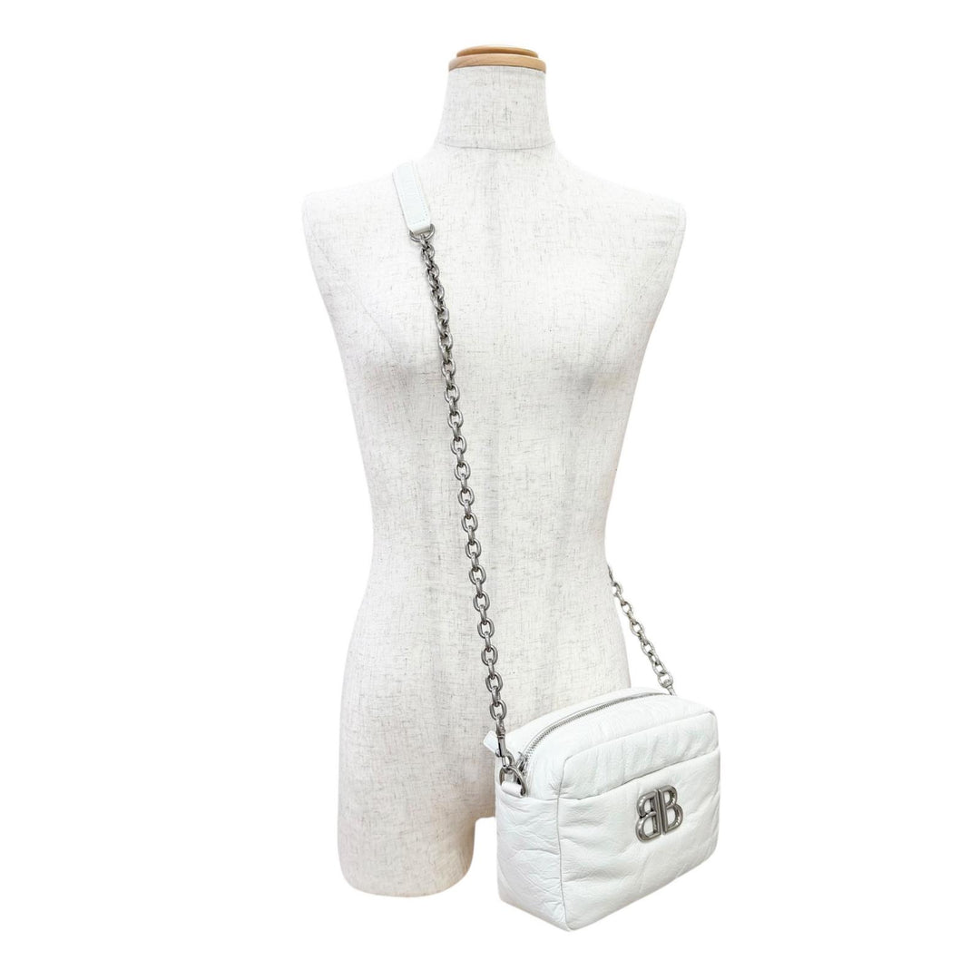 Excellent BALENCIAGA Shoulder Bag MONACO Monaco BBMetal Chain white Arena 806459