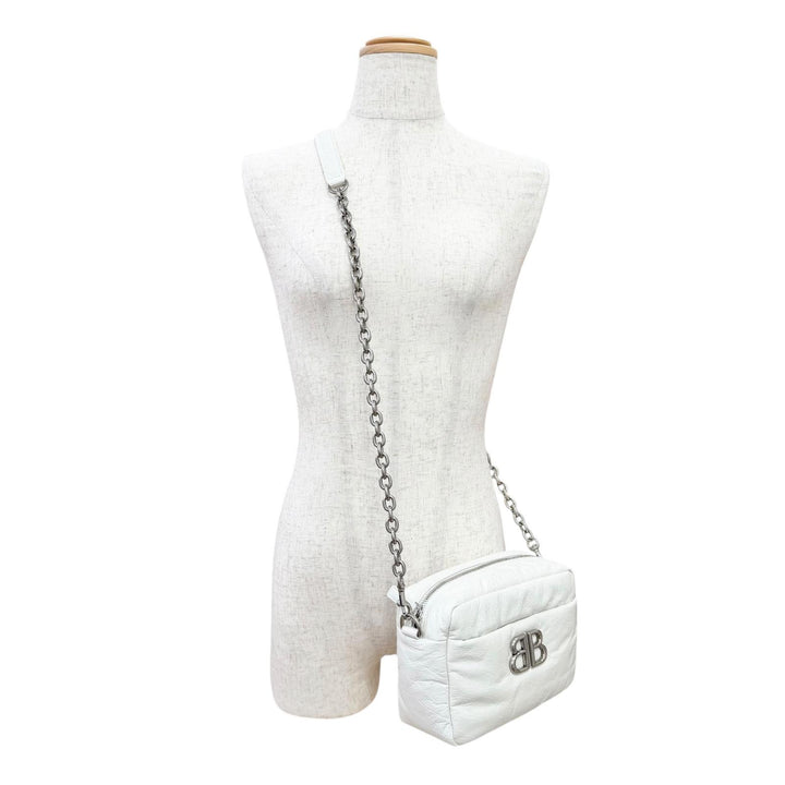 Excellent BALENCIAGA Shoulder Bag MONACO Monaco BBMetal Chain white Arena 806459