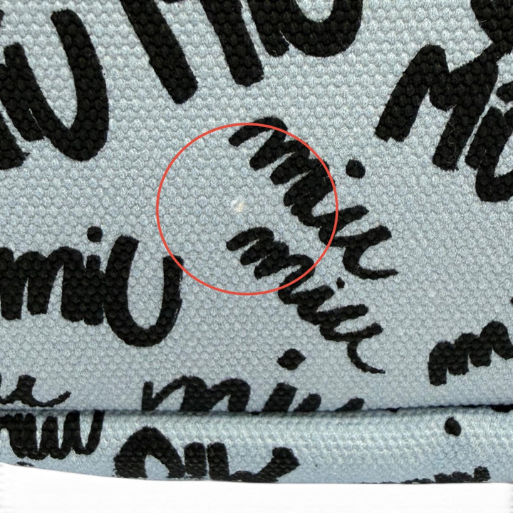 Great MIUMIU Logo print bird motif drawstring bag Light blue cotton 5RM008