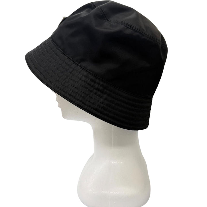 Excellent PRADA hat Re-Nylon Triangle Logo Bucket black