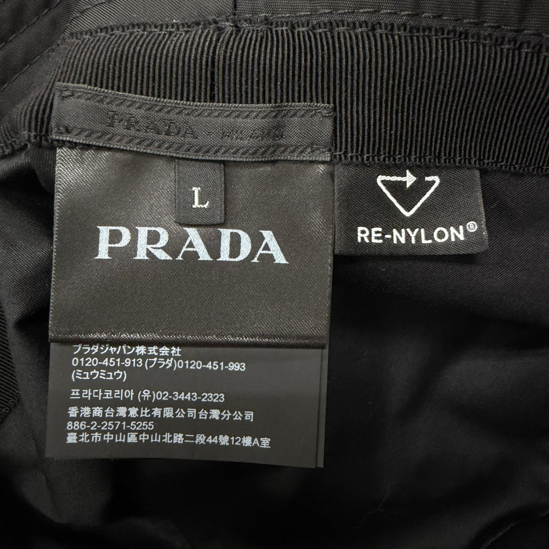 Excellent PRADA hat Re-Nylon Triangle Logo Bucket black