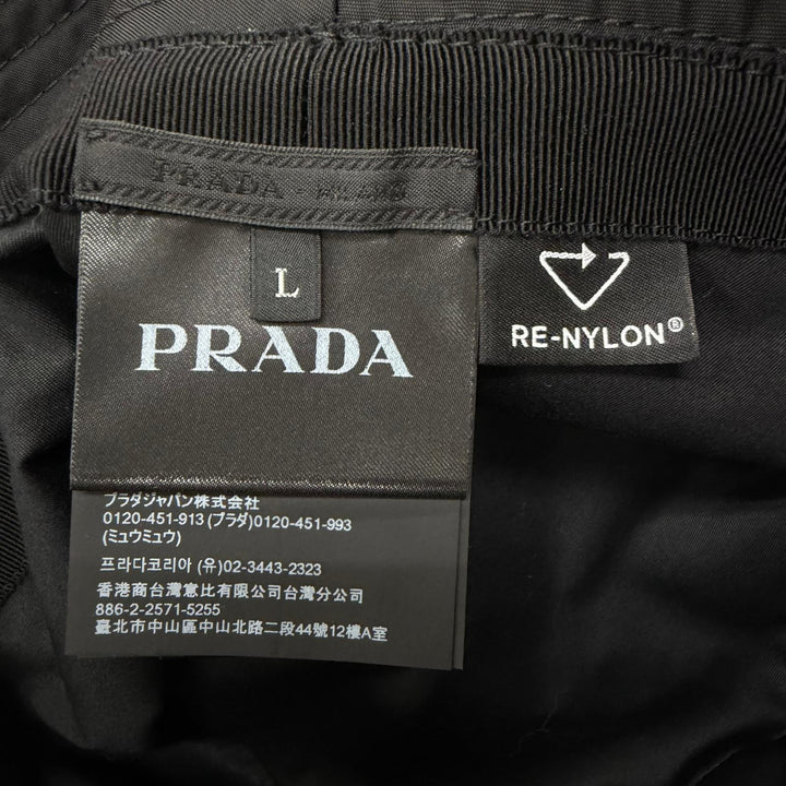 Excellent PRADA hat Re-Nylon Triangle Logo Bucket black