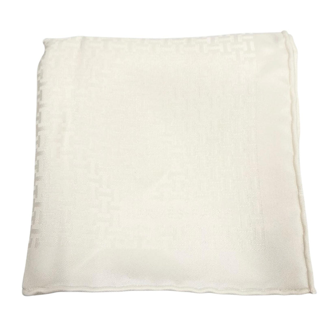 Excellent HERMES handkerchief Upside Down All-over pattern pocket square white
