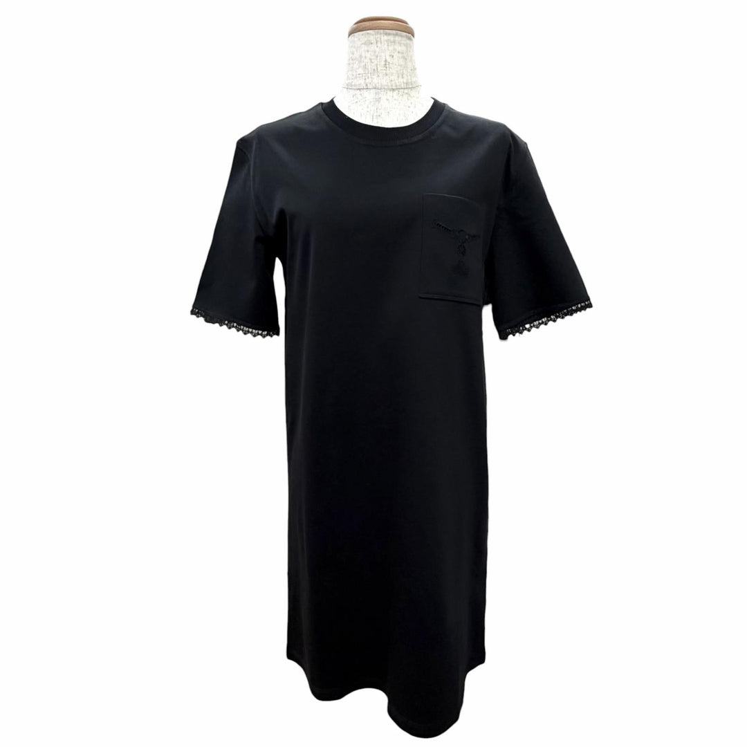 Excellent HERMES one piece Embroidered pocket flared dress PALEFROI 34 5H4505DC