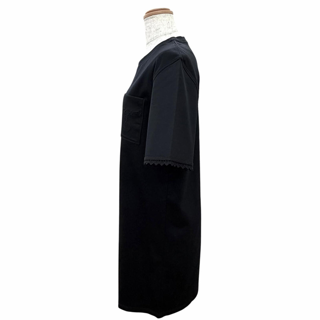 Excellent HERMES one piece Embroidered pocket flared dress PALEFROI 34 5H4505DC