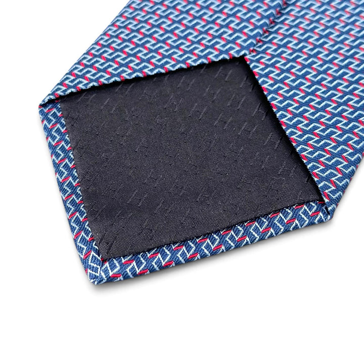Excellent HERMES tie Geometric H pattern blue silk mens 65922ST