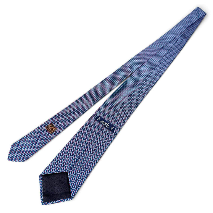 Excellent HERMES tie Geometric H pattern blue silk mens 65922ST