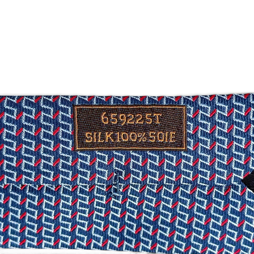 Excellent HERMES tie Geometric H pattern blue silk mens 65922ST