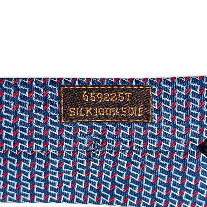 Excellent HERMES tie Geometric H pattern blue silk mens 65922ST