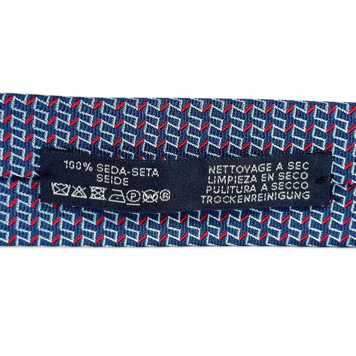 Excellent HERMES tie Geometric H pattern blue silk mens 65922ST