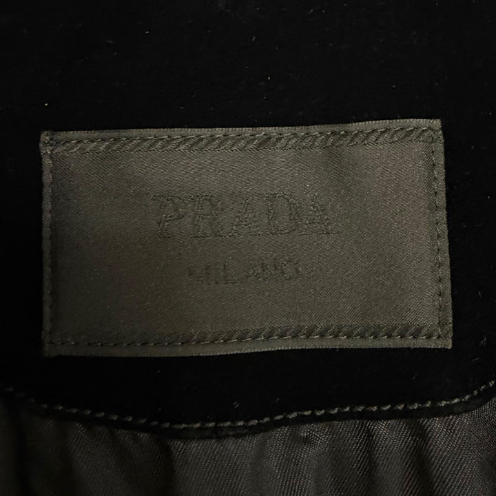 Great PRADA Jacket Triangle logo, triangular plate, velvet black cotton mens 46