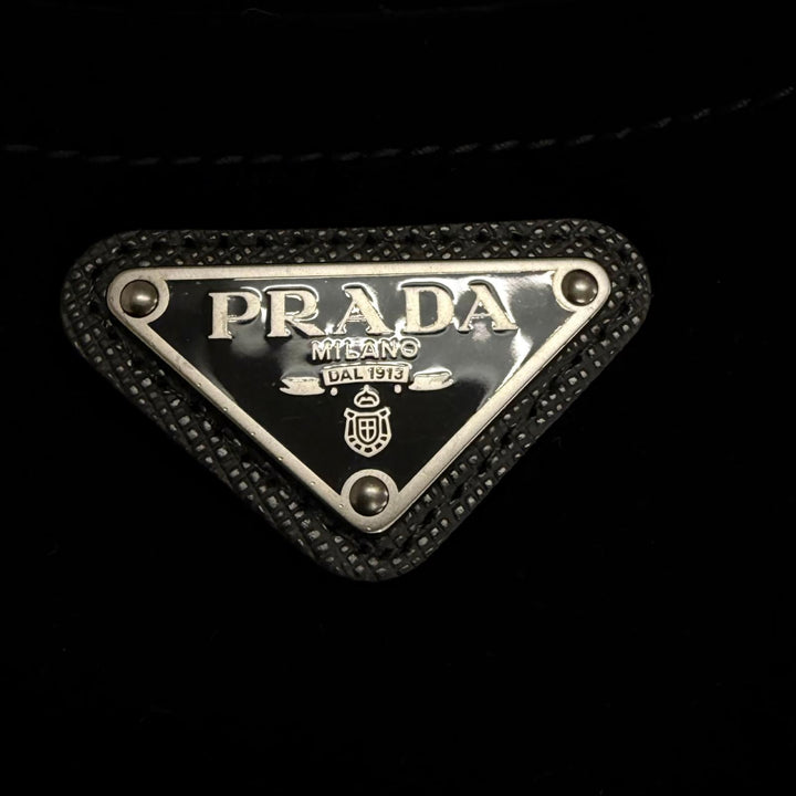 Great PRADA Jacket Triangle logo, triangular plate, velvet black cotton mens 46