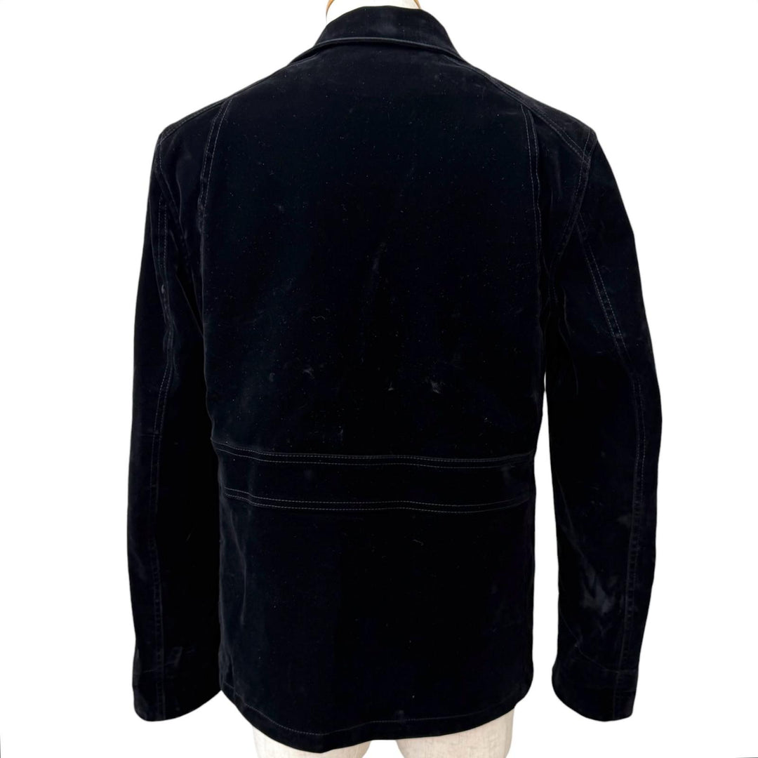 Great PRADA Jacket Triangle logo, triangular plate, velvet black cotton mens 46