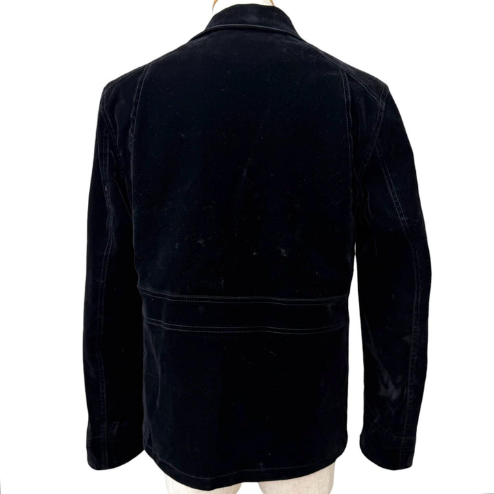 Great PRADA Jacket Triangle logo, triangular plate, velvet black cotton mens 46