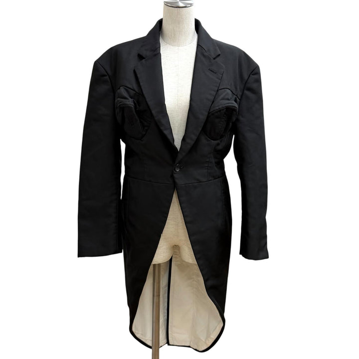 Great COMME des GARCONS coat BLACK ROSE Shirugen Swallowtail polyester S GJ-J018