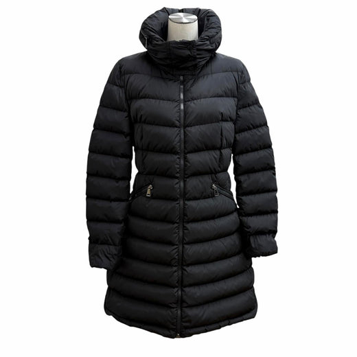 Great MONCLER down coat FLAMMETTE Logo patch and hood ZIP UP black Nylon Women 2