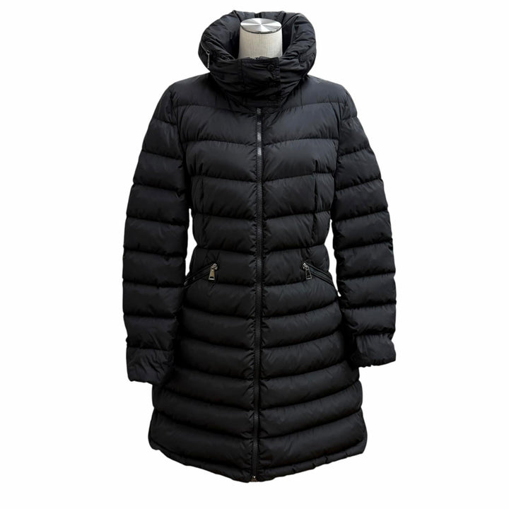 Great MONCLER down coat FLAMMETTE Logo patch and hood ZIP UP black Nylon Women 2